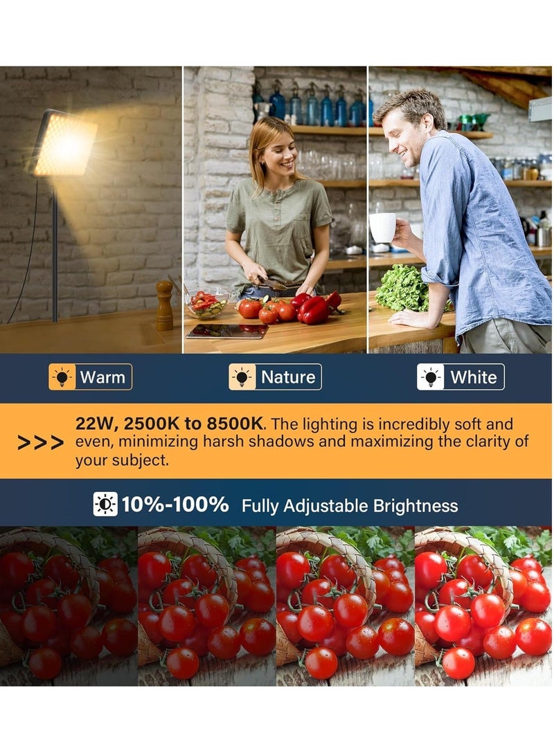 Glanfen 12 inch LED Video Light Kit,2500K-8500K 22W Photography Studio Light with Tripod Stand and Phone Holder for Video Recording, Game Streaming - Image 3